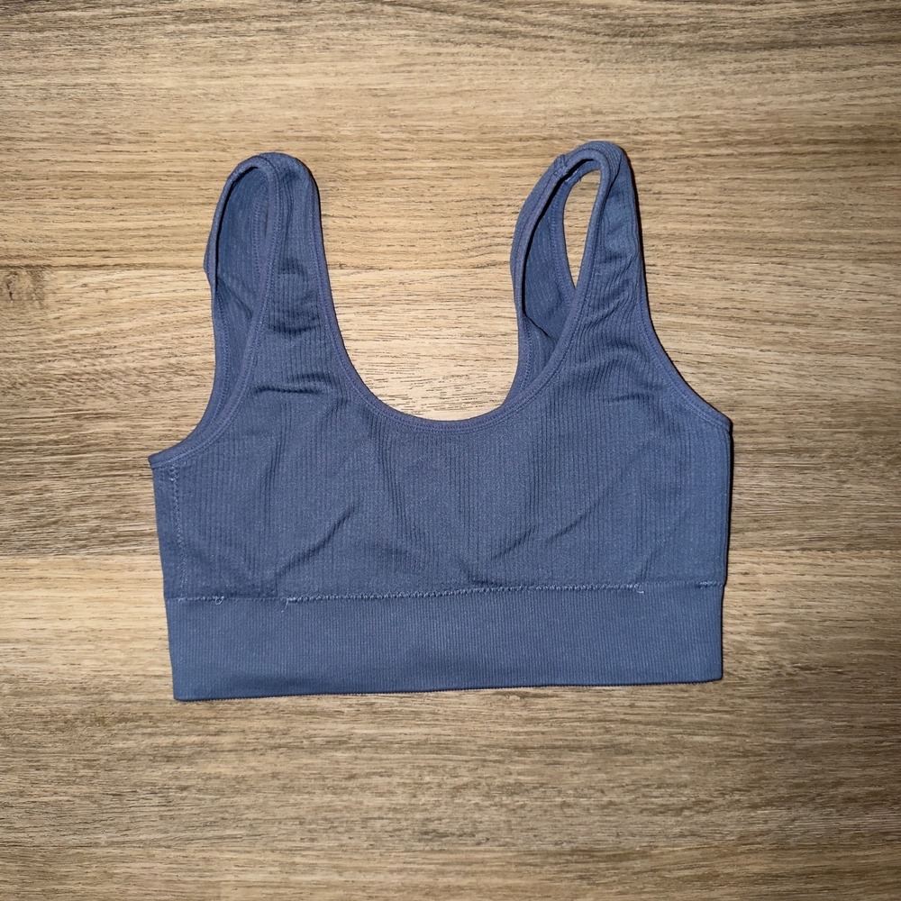 Aerie‎ Offline Ribbed Seamless Sports Bra Blue Women's Medium No Pads